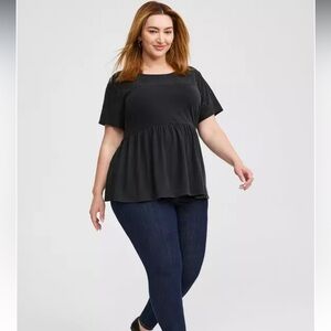 NWT Torrid’s Vintage Cotton Jersey Crew Neck Eyelet Yoke Babydoll Top